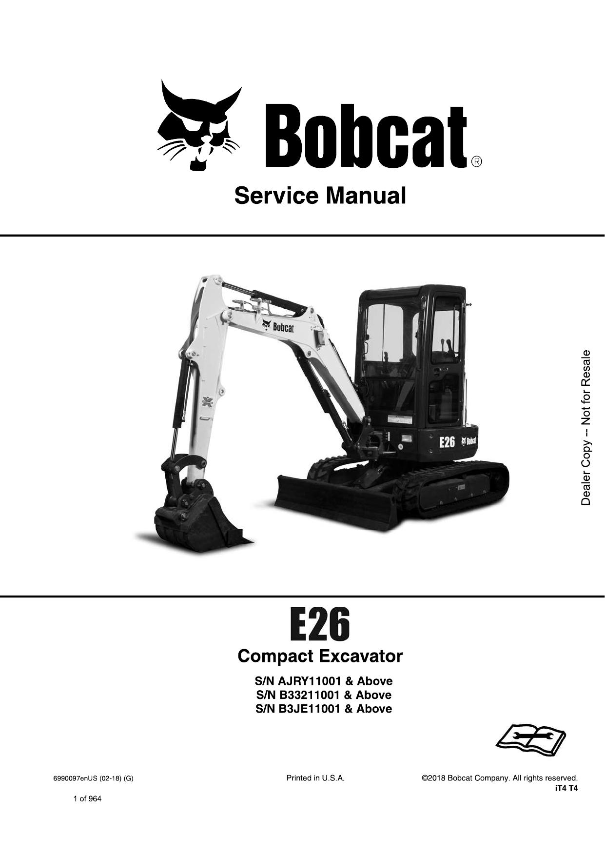 E26 Compact Excavator Service Manual Bobcat 2